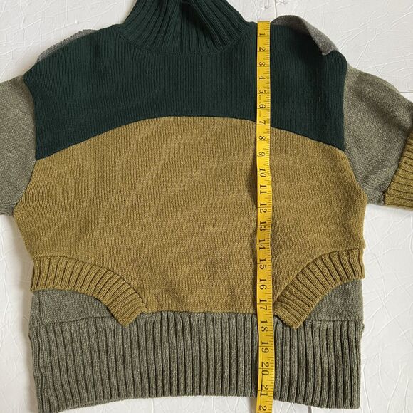 Zara SRPLS Women’s Wool Patchwork Turtleneck Sweater Size XS Green Yellow - Picture 5 of 6